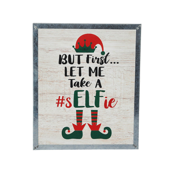 Let Me Take A Selfie Elf Framed Wall Hanging Sign 12x10