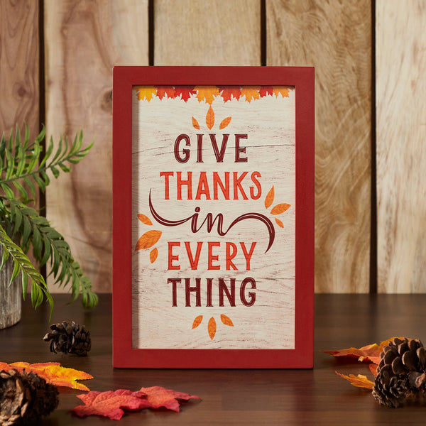 Rustic Farmhouse Give Thanks Wall Sign Autumn Leaves Fall Thanksgiving Home Decor Plaque 12x8 Inch