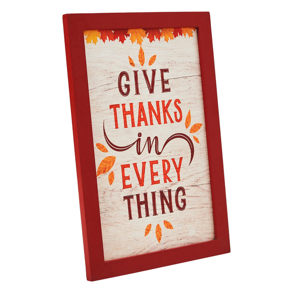 Rustic Farmhouse Give Thanks Wall Sign Autumn Leaves Fall Thanksgiving Home Decor Plaque 12x8 Inch