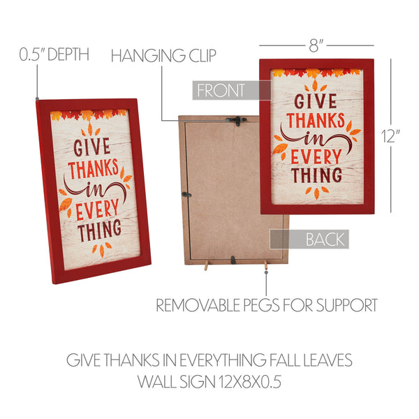 Rustic Farmhouse Give Thanks Wall Sign Autumn Leaves Fall Thanksgiving Home Decor Plaque 12x8 Inch