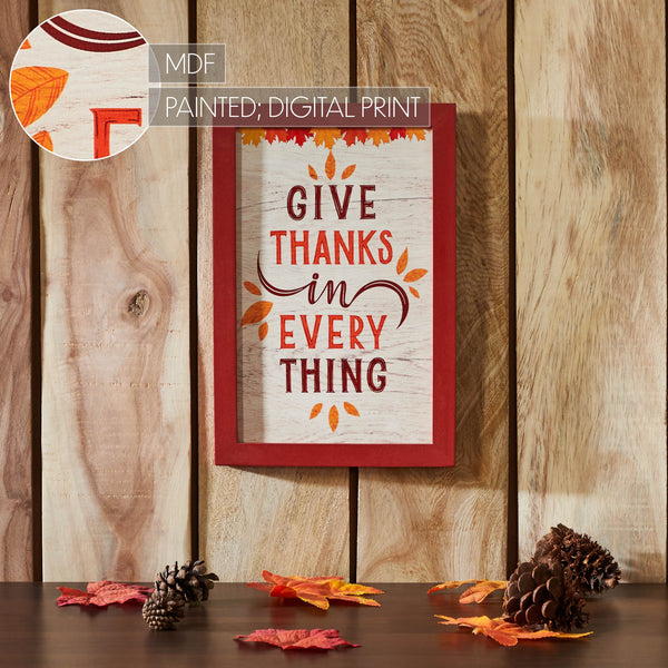 Rustic Farmhouse Give Thanks Wall Sign Autumn Leaves Fall Thanksgiving Home Decor Plaque 12x8 Inch
