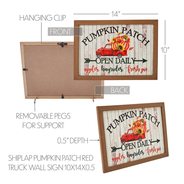 Farmhouse Shiplap Red Truck Pumpkin Patch Wall Sign 10x14 Autumn Harvest Home Decor