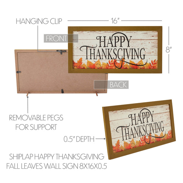 Shiplap Rustic Thanksgiving Wall Sign, Fall Autumn Leaves Farmhouse Home Decor Plaque 8x16