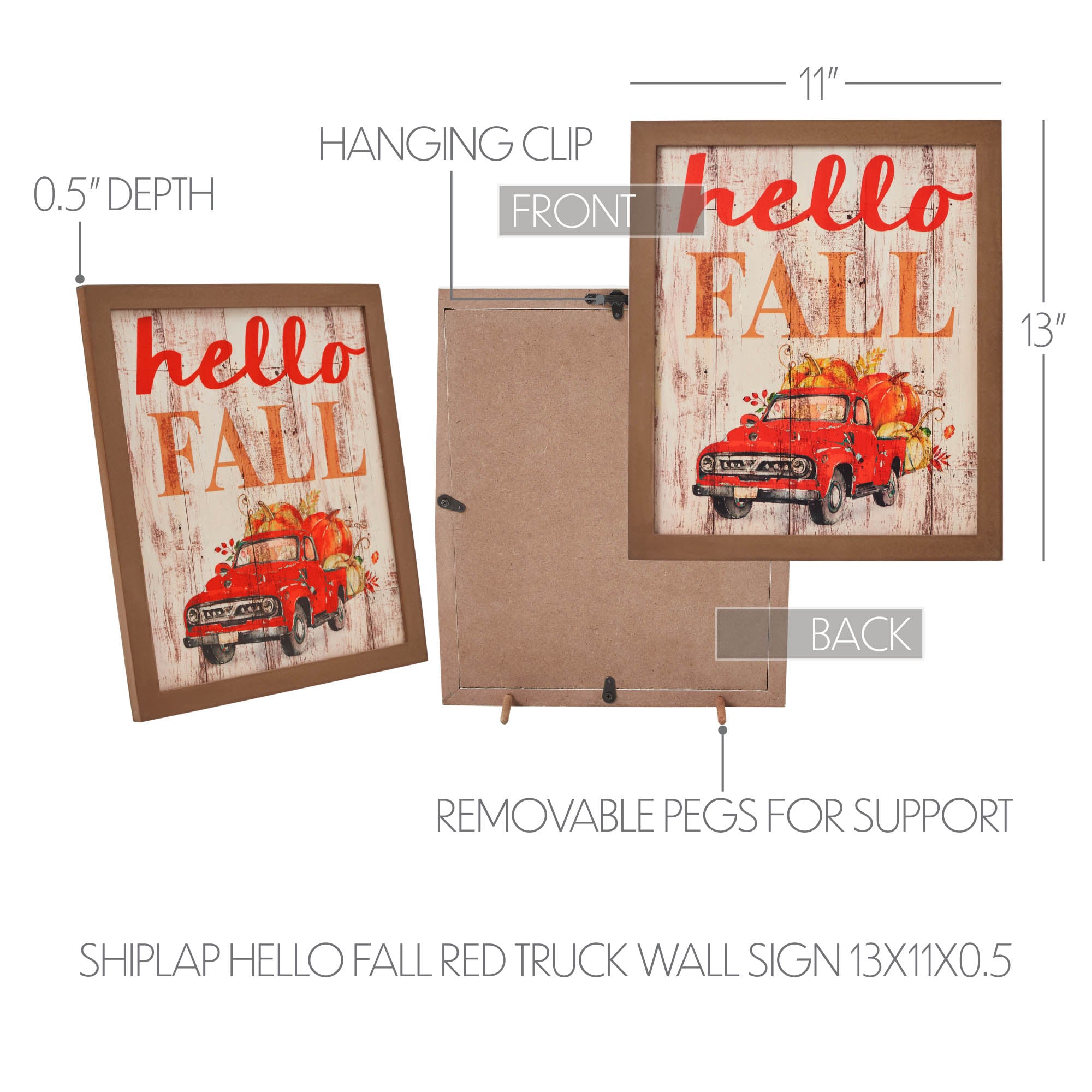 Shiplap Hello Fall Red Truck Wall Sign 13x11 - Allysons Place