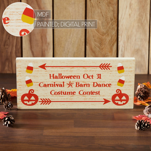 Halloween Carnival Theme Spooky Funhouse MDF Wood Wall Decor Sign 7x16x1 Inch Seasonal Party Decoration