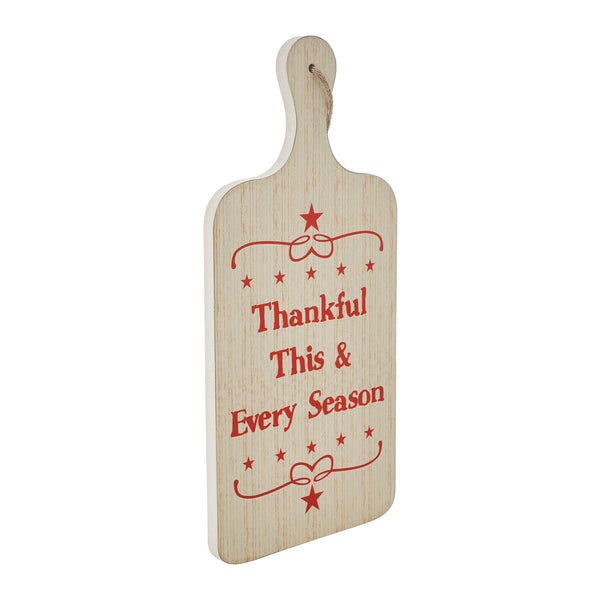 Thankful This & Every Season Farmhouse Rustic Wood MDF Cutting Board Wall Decor Sign 18.5 Inch
