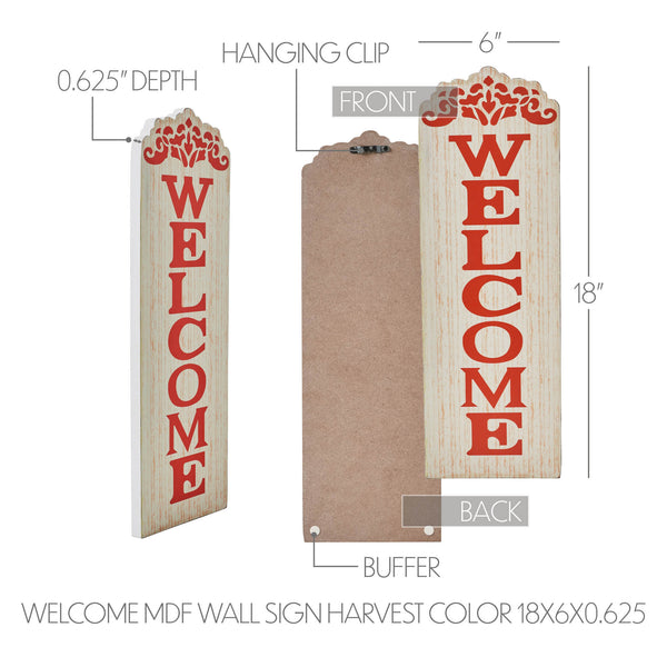 Welcome Harvest Fall Wall Sign 18x6 Inch Rustic MDF Home Decor Plaque Autumn Entryway Wall Art