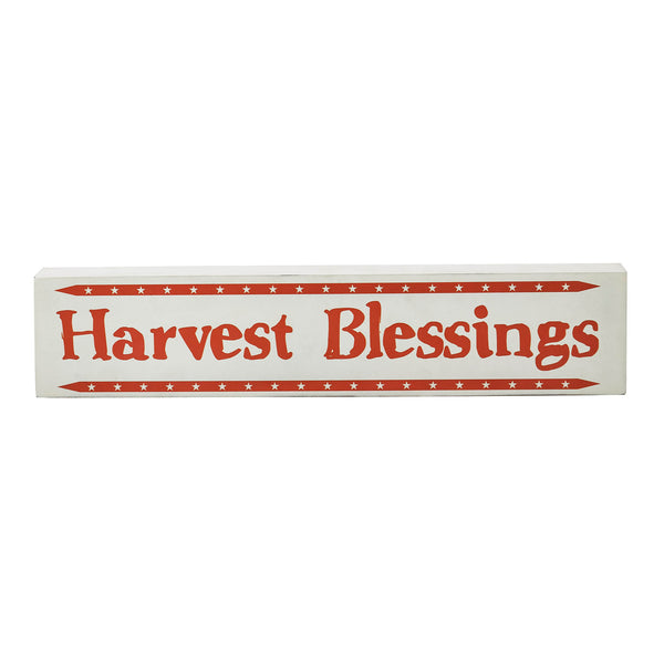 Fall Harvest Blessings Mini Stars MDF Wood Sign 3x14x1 Autumn Farmhouse Seasonal Shelf Plaque Decor