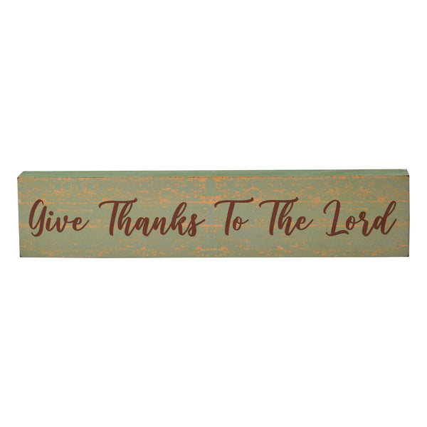 Farmhouse Inspirational Wall Decor Sign Give Thanks To The Lord Green MDF 3x14 Inch