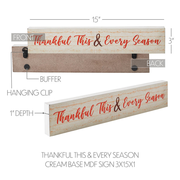Thankful Gratitude MDF Wall Sign Cream Finish Home Decor Plaque Inspirational 3x15 Inch