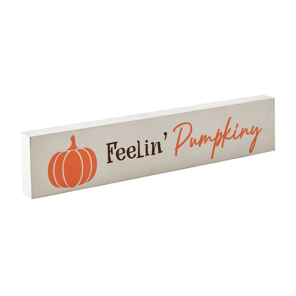 Pumpkin Harvest Cream MDF Decor Sign Farmhouse Autumn Wall Plaque 2.75x13