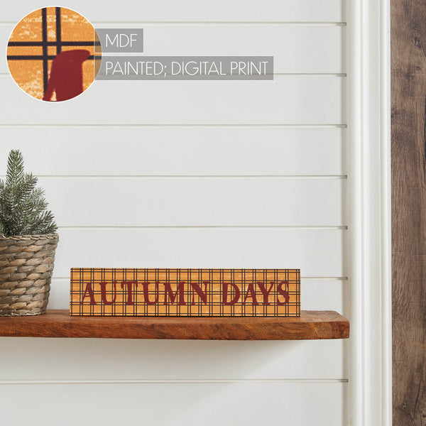Autumn Days Farmhouse Fall Wall Sign 3x14 Burgundy & Mustard Rustic MDF Decor