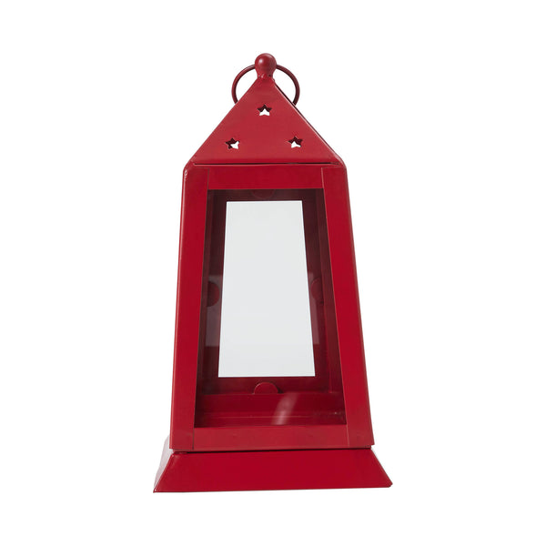 Metal Lantern Barn Red Tealight Holder 9x5x5