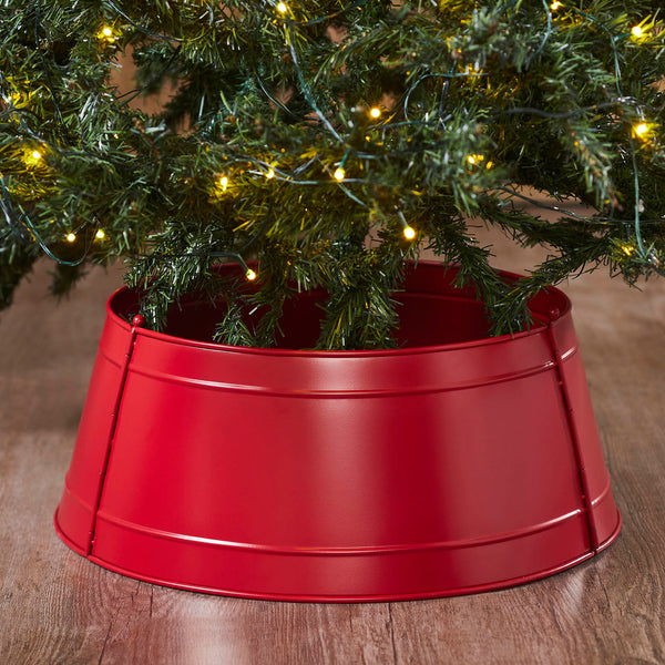 Christmas Tree Collar Metal Barn Red 8x20x20