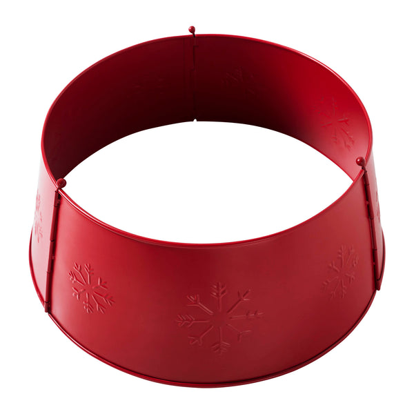 Snowflake Christmas Tree Collar Metal Barn Red 8x20x20