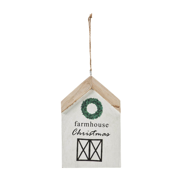 Farmhouse Christmas Wreath Hanging Ornament 7x4x0.5
