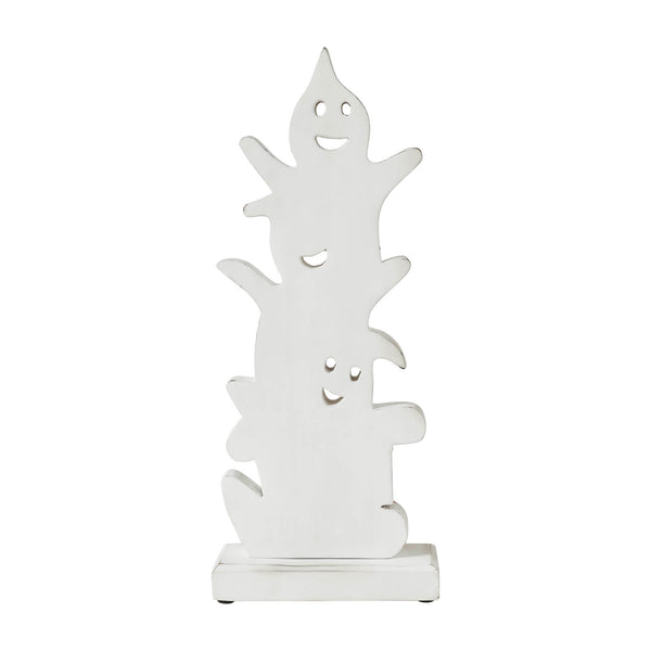 Whimsical Halloween Ghost Stack BOO Wooden Figurine Tabletop Mantel Decor