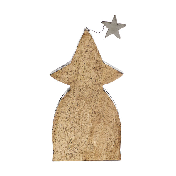 Halloween Rustic Wooden Witch Figurine with Broom Fall Tabletop Seasonal Decor 10x5.5x1.5