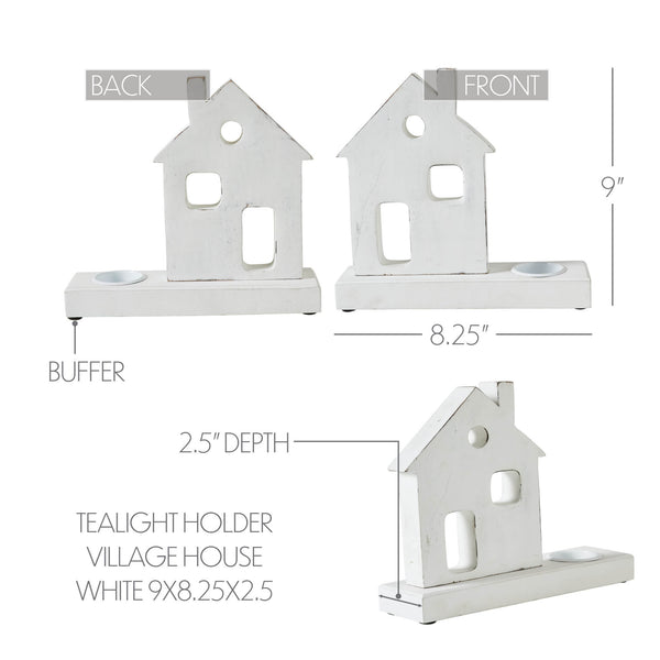 Tealight Holder Village House White 9x8.25x2.5
