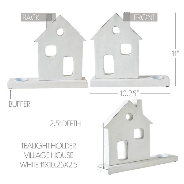 Tealight Holder Village House White 11x10.25x2.5