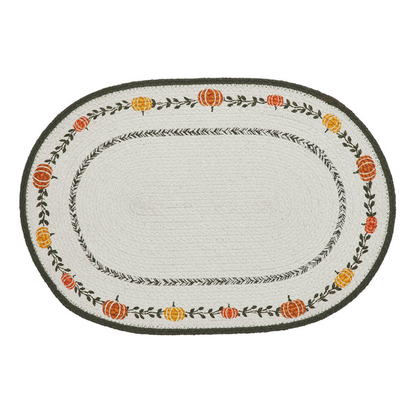 Fall Harvest Pumpkin Oval Placemat 13x19 Farmhouse Stencil Table Mat
