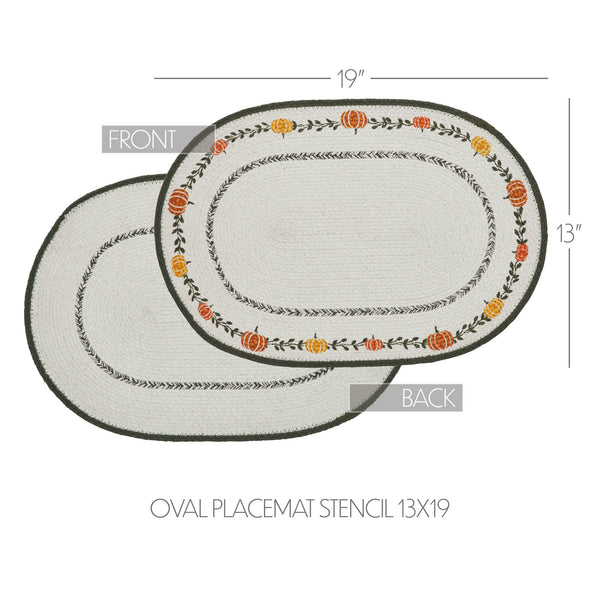 Fall Harvest Pumpkin Oval Placemat 13x19 Farmhouse Stencil Table Mat