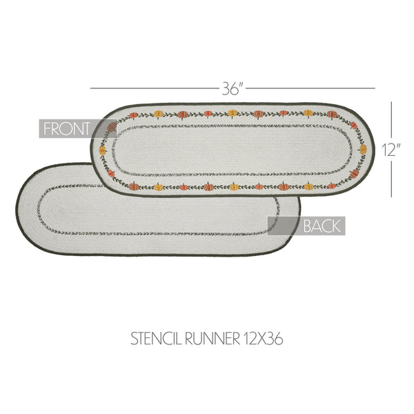 Autumn Harvest Pumpkin Stenciled Table Runner 12x36 Fall Seasonal Dining Decor