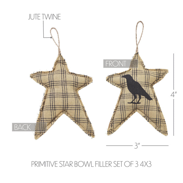 Raven Harvest Primitive Star Bowl Filler Set of 3 (4x3in) Rustic Farmhouse Country Home Decor Accents