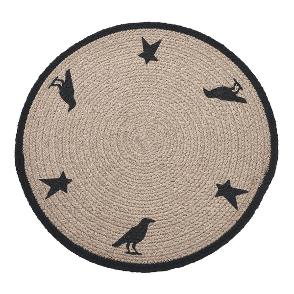 VHC Brands Raven Harvest 14Inch Round Stencil Fabric Placemat Farmhouse Primitive Fall Table Decor