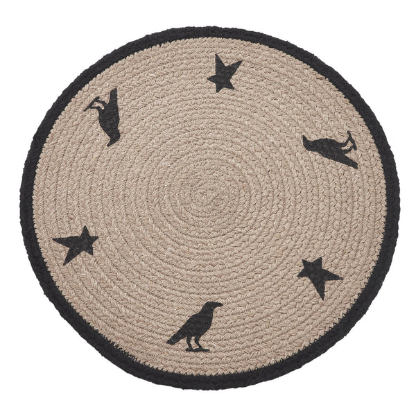 VHC Brands Raven Harvest Stencil 12 Inch Round Cotton Quilted Farmhouse Trivet Hot Pad for Rustic Fall Kitchen Decor