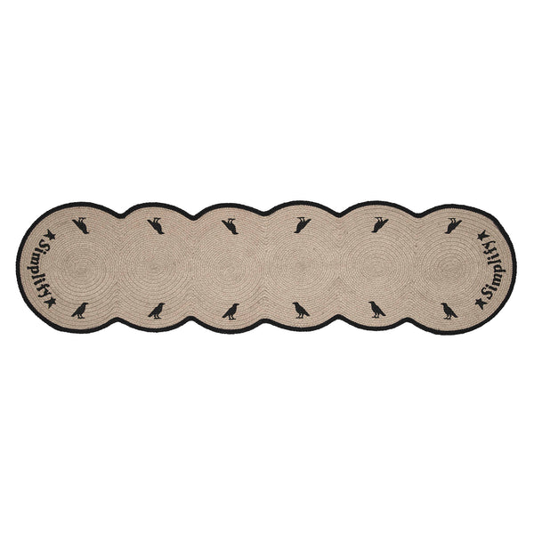 VHC Brands Raven Harvest Simplify Stencil Farmhouse Cotton Table Runner, Black Tan, 12x48 Inch