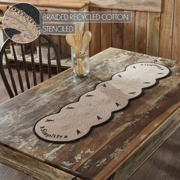VHC Brands Raven Harvest Simplify Stencil Farmhouse Cotton Table Runner, Black Tan, 12x48 Inch