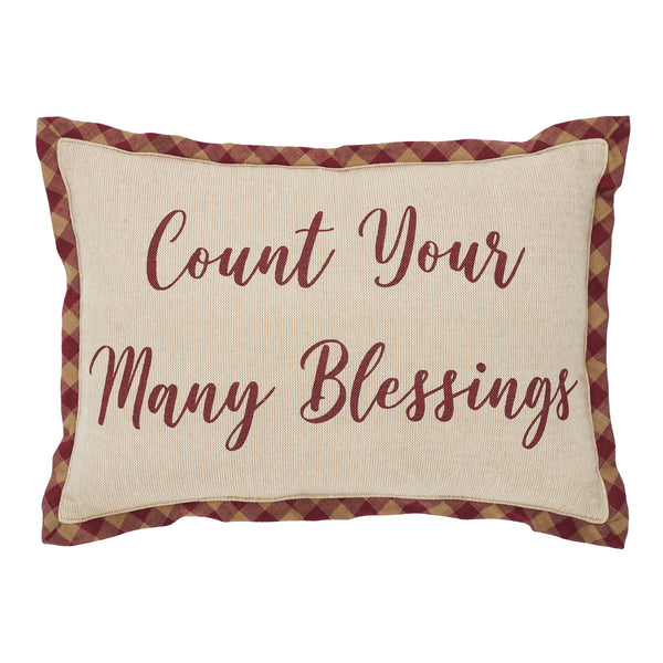 Harvest Blessings Count Your Many Blessings Inspirational Fall Farmhouse Lumbar Decorative Accent Pillow 9.5x14 Home Decor