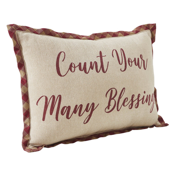 Harvest Blessings Count Your Many Blessings Inspirational Fall Farmhouse Lumbar Decorative Accent Pillow 9.5x14 Home Decor