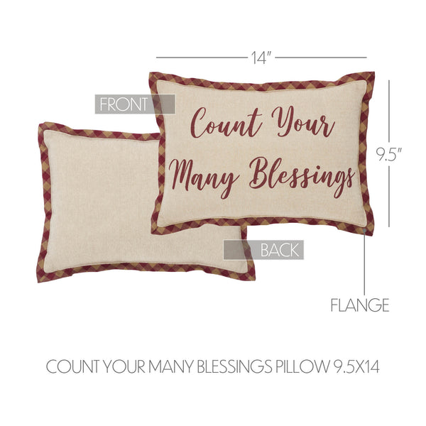 Harvest Blessings Count Your Many Blessings Inspirational Fall Farmhouse Lumbar Decorative Accent Pillow 9.5x14 Home Decor
