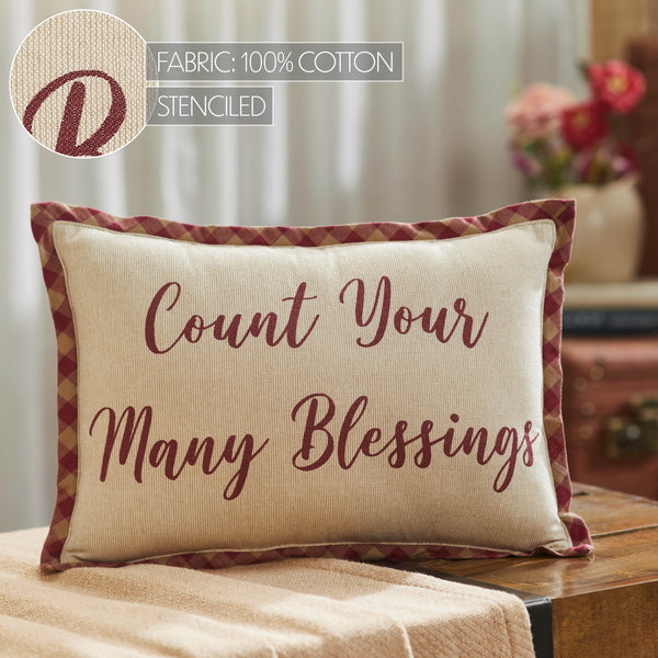 Harvest Blessings Count Your Many Blessings Inspirational Fall Farmhouse Lumbar Decorative Accent Pillow 9.5x14 Home Decor
