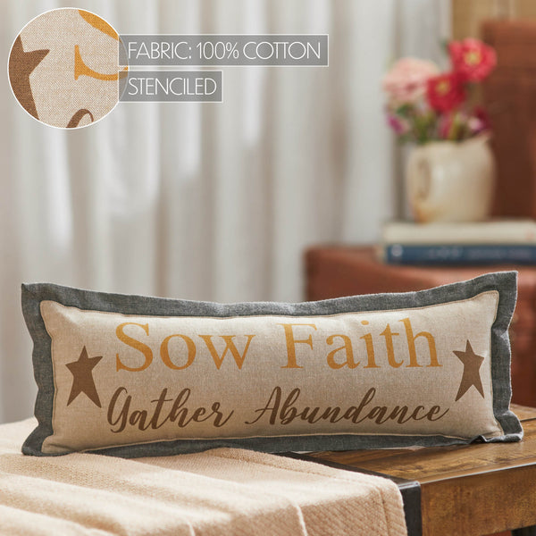 Harvest Blessings Farmhouse Lumbar Pillow 5x15 Inspirational Faith & Abundance Rustic Fall Decorative Accent