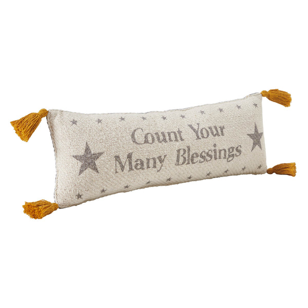 Harvest Blessings Fall Lumbar Pillow, Count Your Many Blessings Woven Decorative Accent Home Decor, 5x15