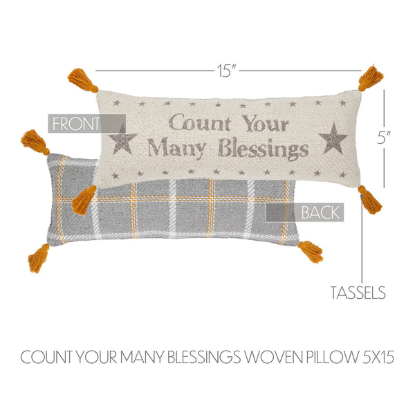 Harvest Blessings Fall Lumbar Pillow, Count Your Many Blessings Woven Decorative Accent Home Decor, 5x15