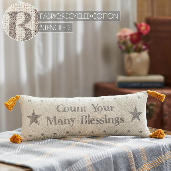 Harvest Blessings Fall Lumbar Pillow, Count Your Many Blessings Woven Decorative Accent Home Decor, 5x15