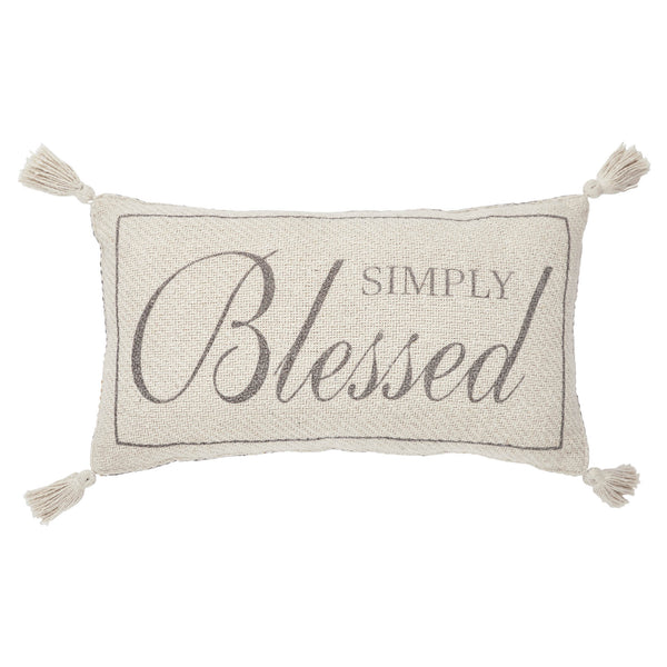 Harvest Blessings Simply Blessed Woven Lumbar Decorative Pillow Farmhouse Fall Accent Home Decor 7x13