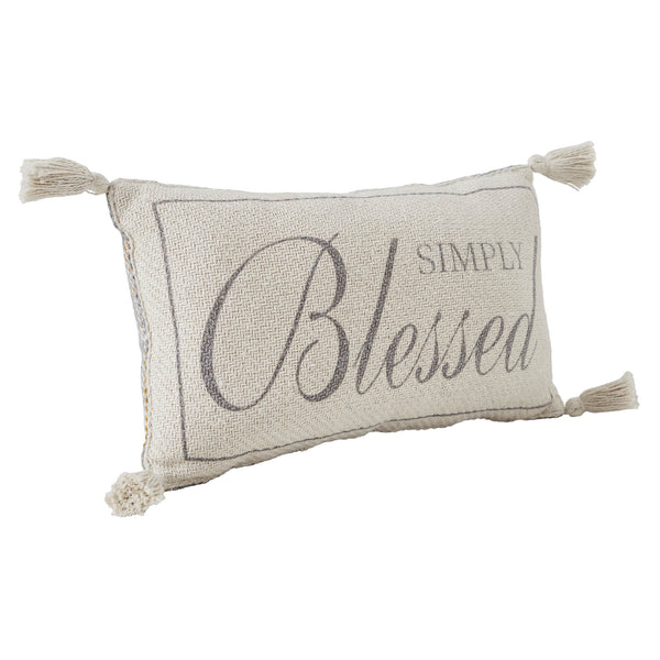 Harvest Blessings Simply Blessed Woven Lumbar Decorative Pillow Farmhouse Fall Accent Home Decor 7x13