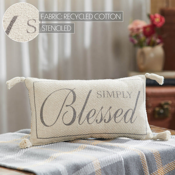 Harvest Blessings Simply Blessed Woven Lumbar Decorative Pillow Farmhouse Fall Accent Home Decor 7x13