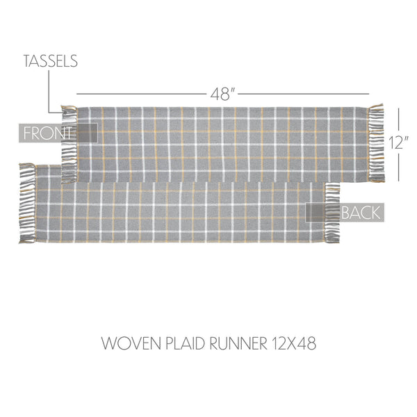 Farmhouse Rustic Harvest Plaid Woven Table Runner 12x48 Fall Autumn Thanksgiving Home Decor