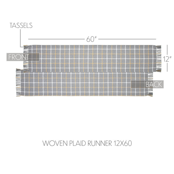 Harvest Blessings Autumn Farmhouse Plaid Woven Table Runner 12x60 Inch Fall Dining Decor