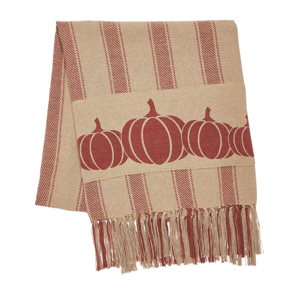Harvest Blessings Pumpkin Patch Ticking Stripe Woven Throw Blanket 50x60 Fall Autumn Farmhouse Home Decor Accent