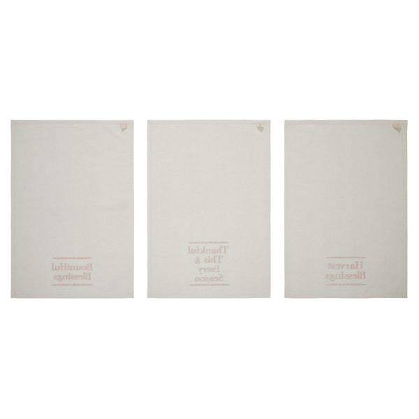 Harvest Blessings Farmhouse Cotton Kitchen Towel Set of 3 (19x28), Absorbent Autumn Fall Decorative Dish Towels