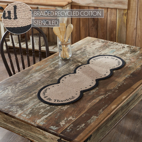 Harvest Blessings Gather Be Thankful Stenciled Farmhouse Fall Thanksgiving Table Runner 12x36 Decor