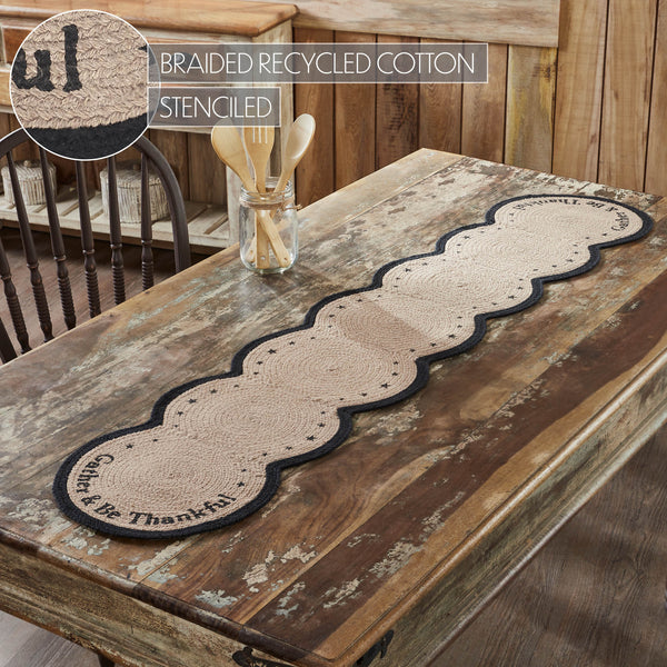 12x60 Harvest Blessings Stenciled Table Runner Gather & Be Thankful Autumn Fall Thanksgiving Dining & Home Decor