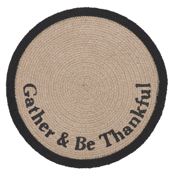 Autumn Harvest Blessings Stencil Round Placemat 14Inch Gather & Be Thankful Farmhouse Table Decor for Fall & Thanksgiving